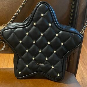 ALDO Black Quilted Star Crossbody with Pearl Studs